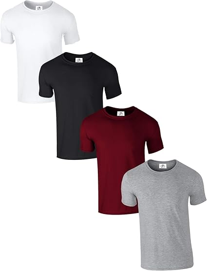 Pack of 4 Premium Crew Neck T-Shirt XS-3XL Regular Fit Short Sleeve